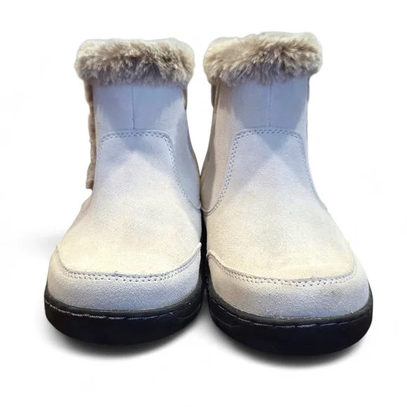 Khombu Iris 1527296 Ivory Suede Leather All Weather Boots W/ Faux Fur Trim Sz 7M - Picture 2 of 15